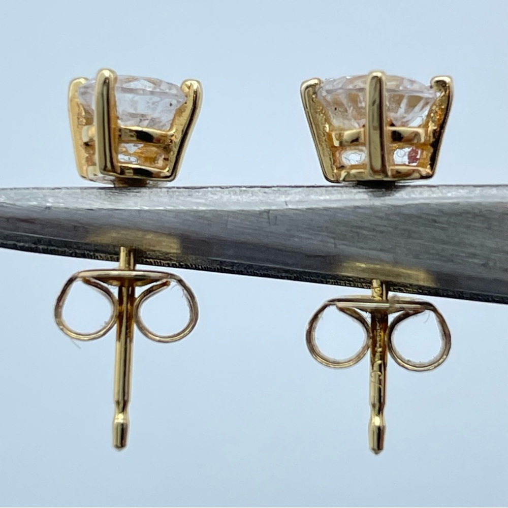 PAJ 925 Gold Vermeil Round CZ Stud Earrings